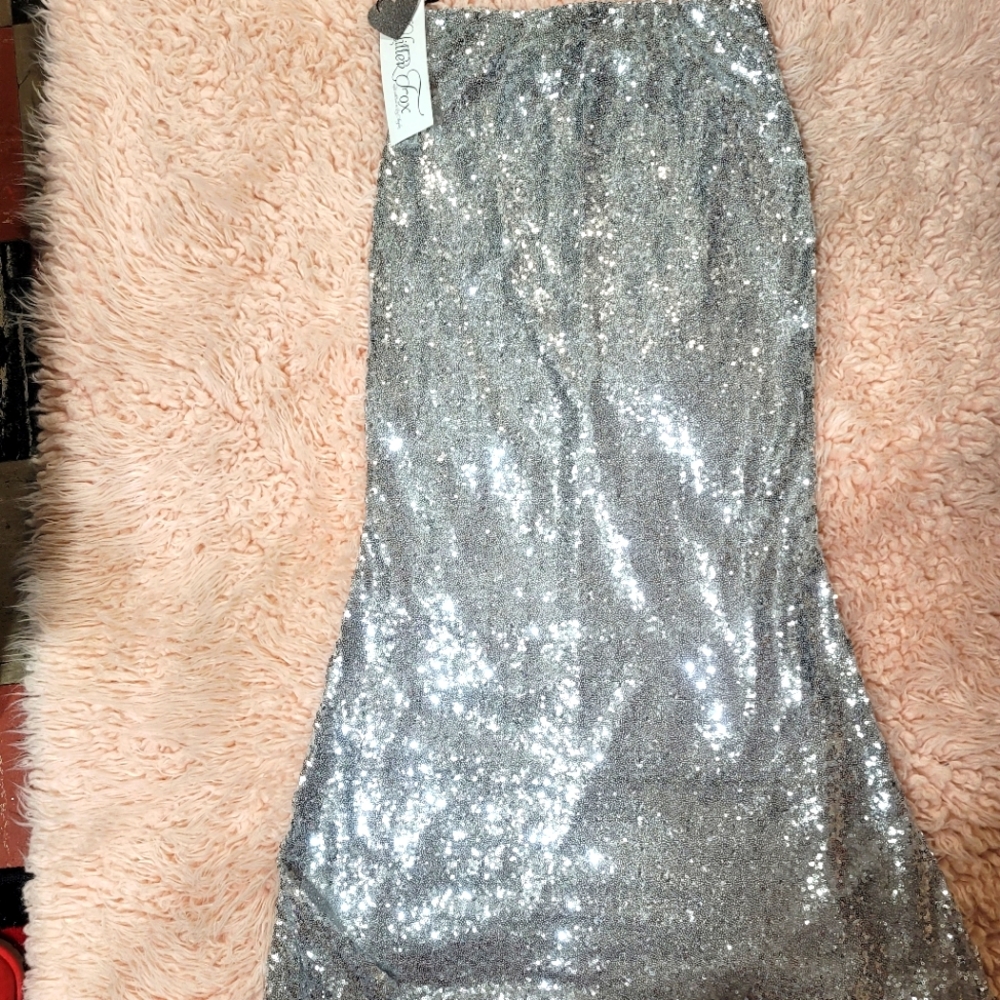 Silver sequin skirt